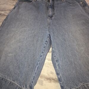 Vintage Y2K Denim Shorts Men 40 Baggy Wide Leg Embroidered Vokal Jorts Skater